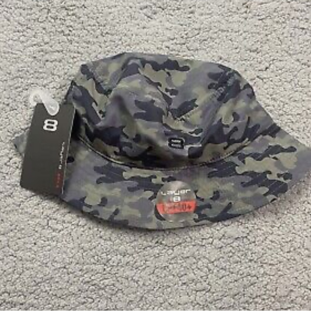 NWT youth boys LAYER 8 black camo UPF40 bucket hat